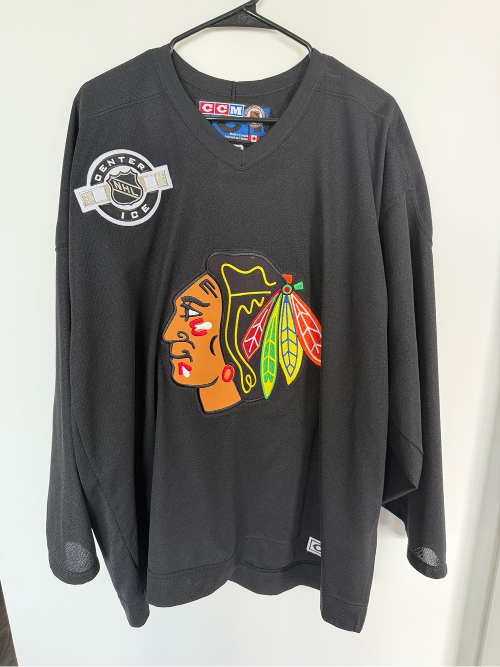CCM Black Chicago Blackhawks Pullover Jersey with Multicolor Crest